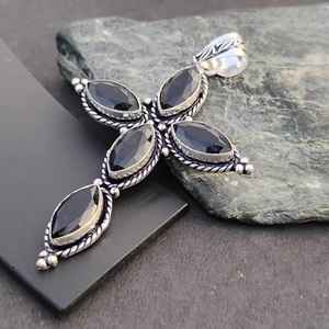 Hermoso colgante de ónix negro, plata de ley 925, joyería hecha a mano, regalo elegante para mujer, cumpleaños - Product Image 6