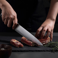 Couteaux de cuisine japonais commerciaux personnalisés avec logo 2025, couteau de chef allemand de 8 pouces, ensemble de couteaux de chef professionnels en cuivre damas