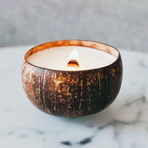 Coconut bowl <b>candle</b> rustic home lighting decoration handmade sustainable coco shell <b>candles</b> - Product Image 1