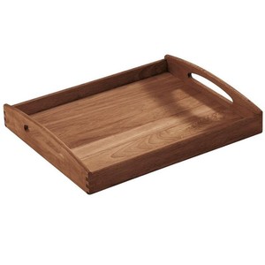 Rectangular Wooden Serving Tray with Brass Handles Modern Decorative Tabletop Platter <b>Wood</b> Crafts, Wooden Boxes, & Wall - Product Image 2