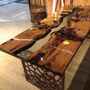 Mesa de Comedor de Madera Maciza de Lujo con Diseño de Río, Mesa de Bar para Restaurante, Mesa de Resina Epoxi - Product Image 5