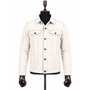 Chaqueta vaquera vintage para hombre, corte regular, cierre de botones, bordes deshilachados, lavado ácido, lavado a la piedra, 100% algodón orgánico, de secado rápido y transpirable. - Product Image 2