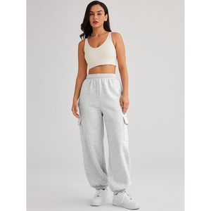 Pantalon de jogging cargo gris pour homme, taille élastique, plusieurs poches, style décontracté, tricoté mi-lourd et respirant pour l'automne - Product Image 4