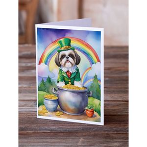 Cartes de voeux lunatiques Shih Tzu Shutterbug St. Patrick's Day Lot de 8 cartes vierges A7 de taille 5x7 avec enveloppes - Product Image 2