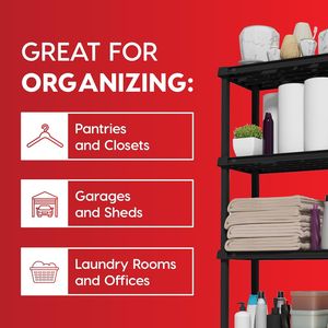 Scaffale Modulare a 4 Ripiani in Plastica Leggera, Capacità 90 kg, 122 cm (H) x 61 cm (L) x 30 cm (P), Unità di Stoccaggio Media per Garage - Product Image 5