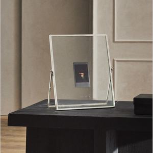 Luxurious Rectangular Brass <b>Mirror</b> Frame with Oval Detail Tabletop Decorative Metal Reflective Horizontal Design - Product Image 4