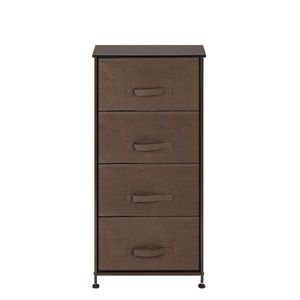 Organizzatore a 4 cassetti in tessuto con cassetti estraibili, struttura in metallo e piano in legno per soggiorno, armadio o cassettiera - Product Image 5