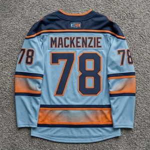 Premium Mountain Graphic Ice Hockey Shirt Long Sleeve Soccer Jersey <b>Light</b> Blue and Orange Men's Custom Team Training Apparel - Product Image 2