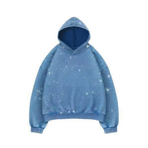 Sudadera con capucha de invierno de alta calidad, personalizada, de diseñador, extragrande, con cremallera y pedrería, de forro polar, transpirable, estilo urbano - Product Image 1