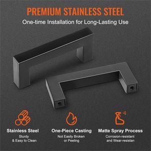 10 Pack 3in/76mm Center <b>Cabinet</b> Pulls <b>Slim</b> Square Stainless Steel for Modern Kitchen Cupboards & Drawers 128mm Size - Product Image 4
