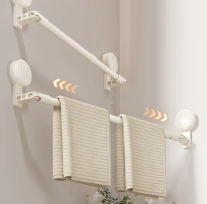 Support mural pliable pour serviettes, finition miroir, fixation par ventouse, simple couche, pour salle de bain, organisateur mural OEM/ODM - Product Image 3