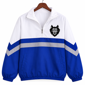 Veste coupe-vent légère pour homme, idéale pour le football et la course, avec fermeture éclair courte, en polyester, coupe-vent, pull sportif, broderie d'équipe - Product Image 3