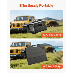Station d'alimentation portable à panneaux solaires 100W avec générateur solaire 600W, batterie de secours LiFePO4 493Wh, 8 sorties, sortie AC 1800W - Product Image 5