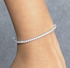 Sliver 18K White Gold Plated Moissanite Tennis Necklace/<b>Bracelet</b>/Earrings <b>Sets</b> Pack of 3 Luxury Women's Jewelry - Product Image 2