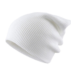 Weiße Gerippte Strickmütze Unisex Erwachsene Lässige Winter Warme 100% Polyester Mütze mit Umschlagkante Einfarbig Outdoor - Product Image 4