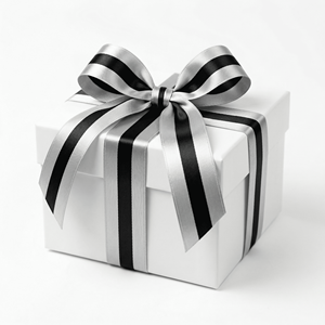 ริบบิ้นผ้าซาตินสีเงินดำลายเส้นตรงกลางขนาด 25 มม. สำหรับอุปกรณ์ตกแต่งเสื้อผ้า งานแต่งงาน และงานฝีมือ - Product Image 3