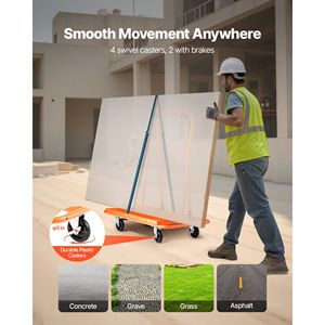 Carrello per Cartongesso con Capacità di Carico di 816 Kg, Carrello per Pannelli in Acciaio con 4 Ruote Girevoli, Durevole e Resistente - Product Image 5