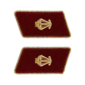 Custom Rank Badge Sew-On Patch Gold Lyre Insignia <b>Red</b> Velvet Rectangle Shape Uniform Decorations - Product Image 3