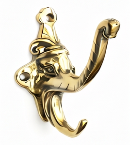 Premium Golden Brass Elephant Head Wall <b>Hook</b> Antique Style Metal <b>Coat</b> <b>Hook</b> For Clothing Storage Elegant Wall <b>Decor</b> - Product Image 3