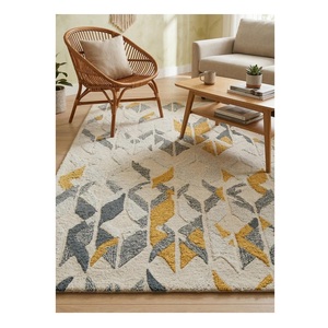 Tapis d'appoint moderne abstrait en laine noué à la main de haute qualité avec base antidérapante pour hôtels, bureaux et résidences - Product Image 1