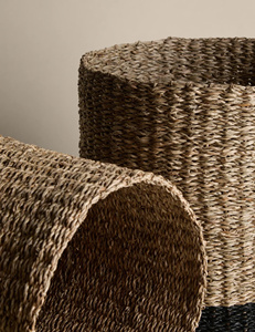 ชุดตะกร้าซักผ้าทรงกลมแบบซ้อนได้ 2 ใบ ตะกร้าเก็บของในบ้าน ของตกแต่งห้องนอน ฐานสีดำ - Product Image 3