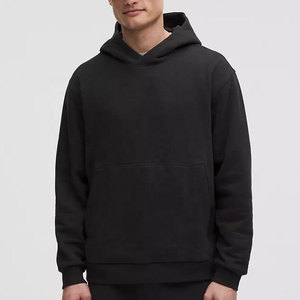 Sweat-shirt à capuche noir pour homme, coupe classique, en molleton de coton, couleur unie, avec poche, pour l'automne - Product Image 4