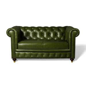 Sofá Chesterfield Contemporáneo de Dos Plazas en Cuero Genuino, Diseño Acolchado, Estilo Americano, para Sala de Estar, Dormitorio o Apartamento - Product Image 3