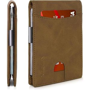 Men's Minimalist 11 Card Holder <b>RFID</b> <b>Blocking</b> Small Leather Bifold Money Clip Slim <b>Wallet</b> with Front Pocket Gift Box Included - Product Image 1