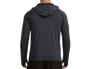 Sweat-shirt à capuche bleu clair pour homme, manches longues, couleur unie, séchage rapide, en tissu French Terry, pour l'hiver, décontracté, vente en gros - Product Image 4