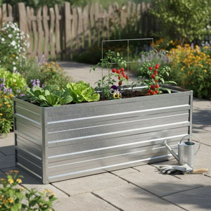 Bac à plantes moderne en métal galvanisé robuste pour jardin, décoration de ferme, grand bac extérieur pour fleurs - Product Image 5
