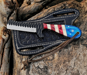 Couteau de chasse de cowboy fait main avec manche en drapeau américain, lame en acier inoxydable, manche multicolore forgé à la main, qualité industrielle - Product Image 5