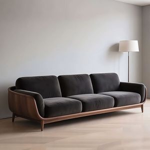 Modern Luxury Teak Wood Three Seater <b>Sofa</b> Minimalist Living Room Furniture - Product Image 1
