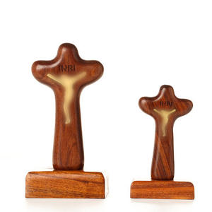 Set Of 2 Wooden Made Bishop's Blessing Crucifix Custom Color Christian Catholic Church Christmas Decorative Crucifix - Product Image 1