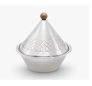 Casserole en acier inoxydable avec couvercle conique, bouton en bois, design minimaliste, forme ronde, durable, compatible avec tous les types de cuisinières - Product Image 2