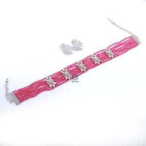 Ayla CZ Designer Gold-Plated Emerald Zircon Bridal Choker and Earring Set - Product Image 3