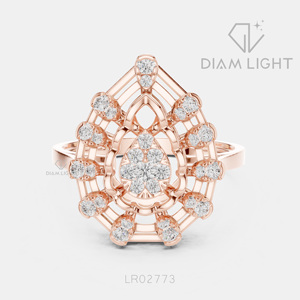 Bague de fiançailles de luxe en or blanc 14 carats avec diamant de laboratoire certifié IGI 0,381 carat, taille ronde, F+ VS+, pavé - Product Image 3
