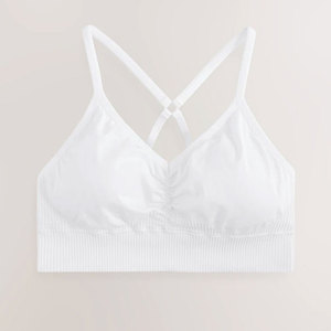 Soutien-gorge de sport simple et tendance, éco-responsable, avec logo frontal, en tissu respirant, maintien moyen, pour le fitness féminin - Product Image 1