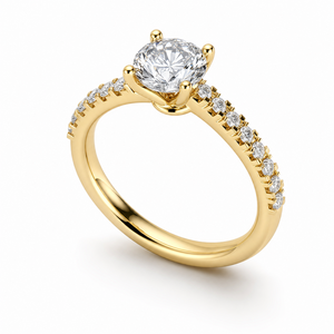 แหวนเพชรเม็ดเดี่ยวทรงบริลเลียนต์ขนาด 5.00 มม. ทองคำขาว 14K เพชรเพาะเลี้ยงในห้องปฏิบัติการ ประดับเพชรรอบวงด้านข้าง พร้อมใบรับรอง IGI ของขวัญสำหรับวันหมั้นหรือวันครบรอบ - Product Image 1
