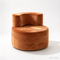 Fauteuil rond en velours de style français, fauteuil rembourré, camel, crème, beige, vert forêt, bleu brume, gris