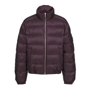 Chaqueta de Plumón para Hombre, Color Morado Oscuro, Cuello Alto, Cierre de Cremallera, Resistente al Viento, Informal, para Invierno, Corte Regular, Color Sólido - Product Image 3