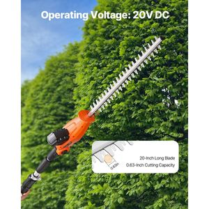 20V Battery <b>Cordless</b> Electric <b>Hedge</b> <b>Trimmer</b> 1200 RPM with 6.2 7.8 Ft Extendable <b>Pole</b> High Branch <b>Hedge</b> <b>Trimmer</b> - Product Image 2