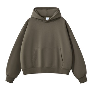Sudadera con Capucha Unisex Verde Oliva, Manga Larga, Color Sólido, Corte Holgado Informal, 100% Algodón, Peso Medio, para Otoño - Product Image 1