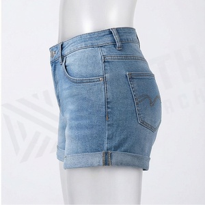 Vintage Female Denim Shorts Wide Waist Cotton Pants Casual Summer Styling Streetwear Customized Color <b>Classy</b> Designs - Product Image 3