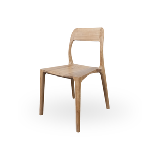 Chaise de salle à manger moderne en teck massif capitonnée, design minimaliste, dossier et assise sans joint pour villa, salle à manger, mobilier de maison - Product Image 5