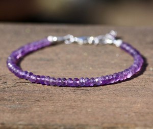 Natural Amethyst <b>Bracelet</b> <b>Solid</b> Sterling Silver 6th Anniversary February Birthstone Gemstone Jewelry Gift - Product Image 1