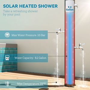 Doccia Solare da Esterno da 9,2 Galloni con 2 Getti Doccia Girevoli, Tubo da 2,15 Metri per Piscina, Spiaggia e Spa - Product Image 3
