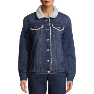 Veste en jean polaire vintage pour homme, délavée foncée, épaisse, thermique, col rabattable, respirante, coupe-vent, avec fermeture frontale - Product Image 1