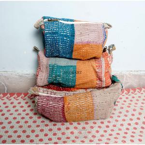 Handmade Cotton kantha cosmetic <b>pouch</b> bag small-Large Kantha with zipper closure Bag Affordable Women's Gifts for women - Product Image 6