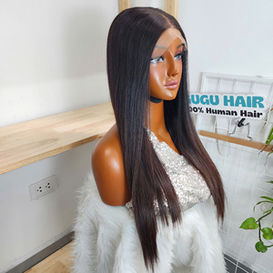 Perruque 100% Cheveux Humains Vierges Vietnamiens Super Double Drawn avec Fermeture en Dentelle HD Transparente 5x5, Lisse Baguette, 20 pouces, Ombré Brun - Product Image 1