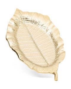 Plat de service décoratif Royal Leaf en métal, finition dorée, fait main, glamour - Product Image 2